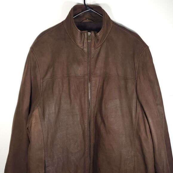 R&O By Reilly Olmes Men’s XL Brown Genuine Nubuck Leather Bomber Biker Jacket - Picture 2 of 16